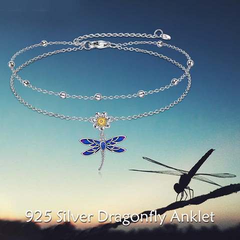 Sterling Silver Birthstone Dragonfly Butterfly Anklet & Irish Single Layer Anklet