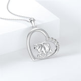 Sterling Silver Polar Bears Pendant Necklace