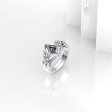 Sterling Silver Pear Oval Kite Heart Hexagon Emerald Coffin Cut Gemstone Engagement Promise Ring Set