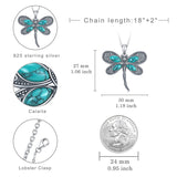 925 Sterling Silver Turquoise Dragonfly Pendant Necklace