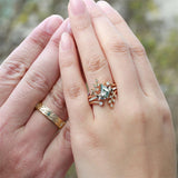 Sterling Silver10K 14K 18K Gold Natural Moss Agate Branch Leafy Couples Rings Set