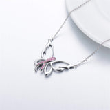 925 Sterling Silver Breast Cancer Awareness Necklace Cross Pendant Necklace Pink Ribbon Necklace Gifts for Women