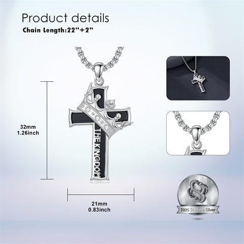 Sterling Silver Cross Christian Pendant Necklace
