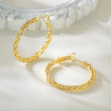 14K Gold Plated Thick Twisted Hoop Earrings for Women