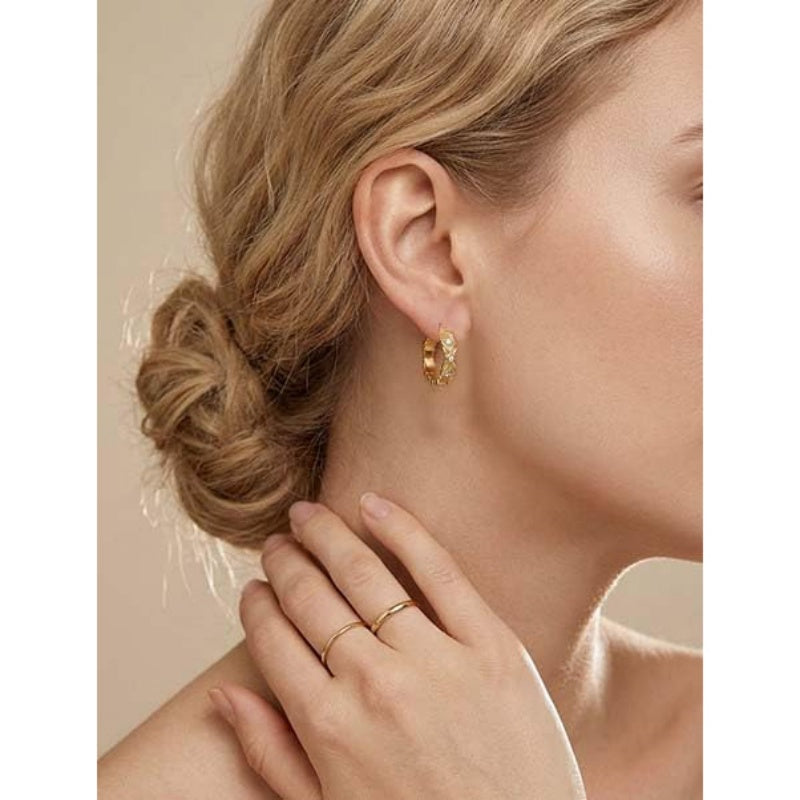 14K Gold Plated Hoop Earrings Jewelry Gift for Birthday Anniversary Mother's Day