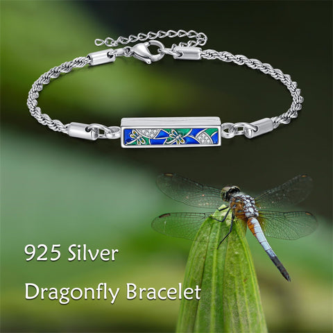 Sterling Silver Rose Butterfly Dragonfly Urn Bracelet for Ashes