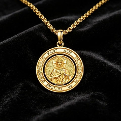 14K Gold Plated Patron Saint Necklace Saint Medal Catholic Amulet Jewelry