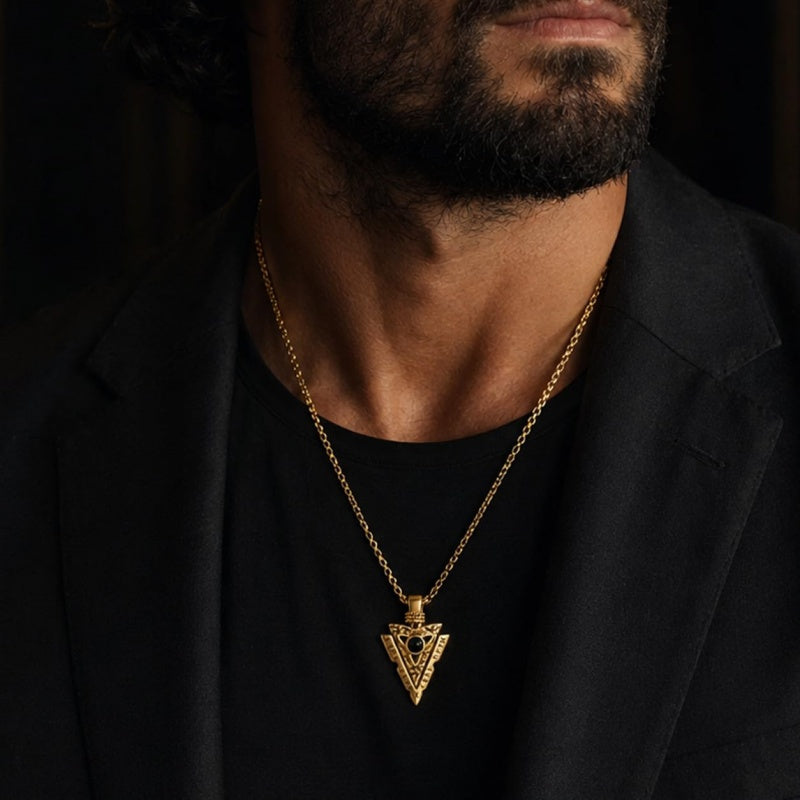 Malachite Turquoise Arrow Pendant Necklace for Men