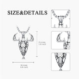 Sterling Silver Deer Antler&Arrowhead  Pendant Necklace for Men