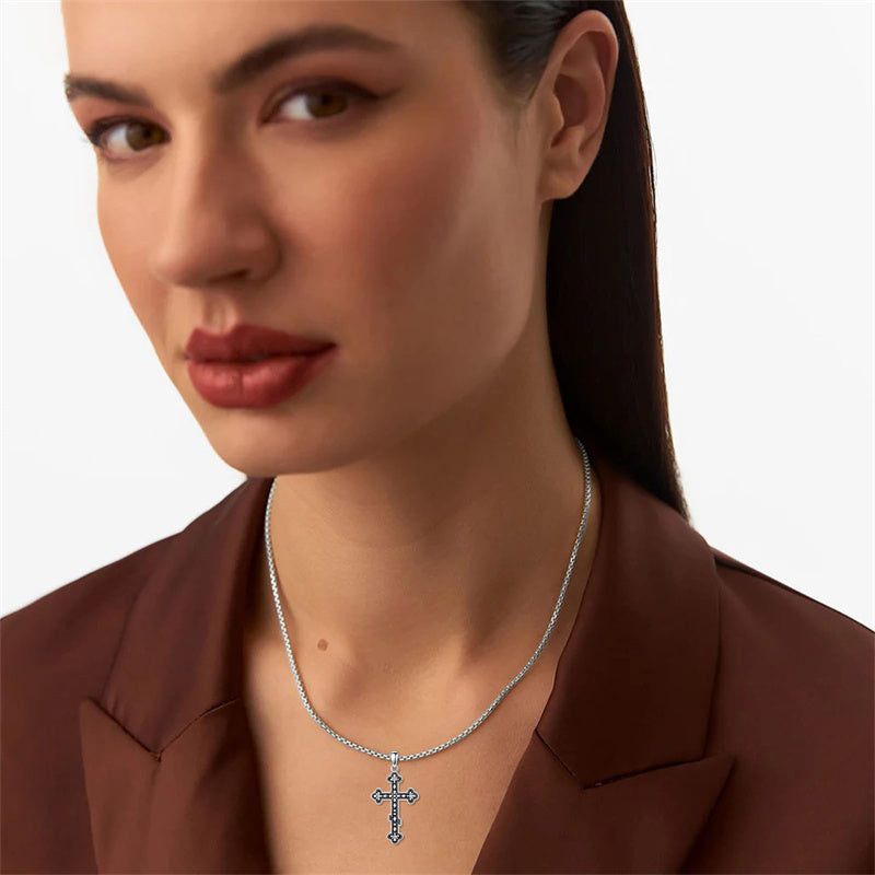 Sterling Silver Orthodox Cross Pendant Necklace Religious Gift