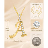 Cubic Zircon 14K Gold Plated Initial Letter A-Z Pendant Necklace