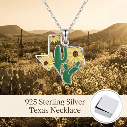 Sterling Silver  Bluebonnets Cow Skull Cowboy Hat Boot Cactus Cowgirl Texas Necklace Texas Necklace