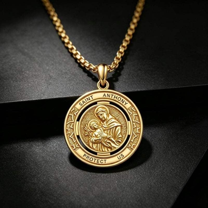 14K Gold Plated Patron Saint Necklace Saint Medal Catholic Amulet Jewelry