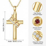 14K Gold Plated Birthstone Infinity  Cross Pendant NecklaceJewelry for Women