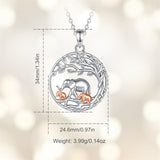 Sterling Silver Elephant with 1 2 3 Cubs Pendant Necklace