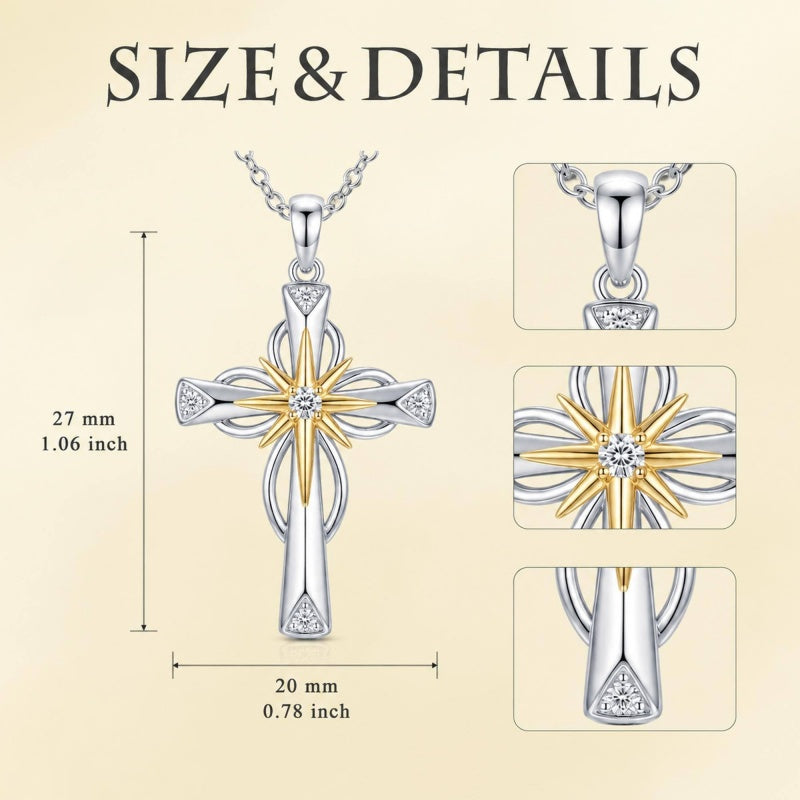 Sterling Silver Cross Pendant Necklace Gift for Anniversary Christmas