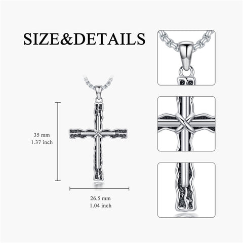 Sterling Silver Cross Religious Necklace for Men