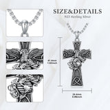 925 Sterling Silver Marines Cross Pendant Necklace for Men