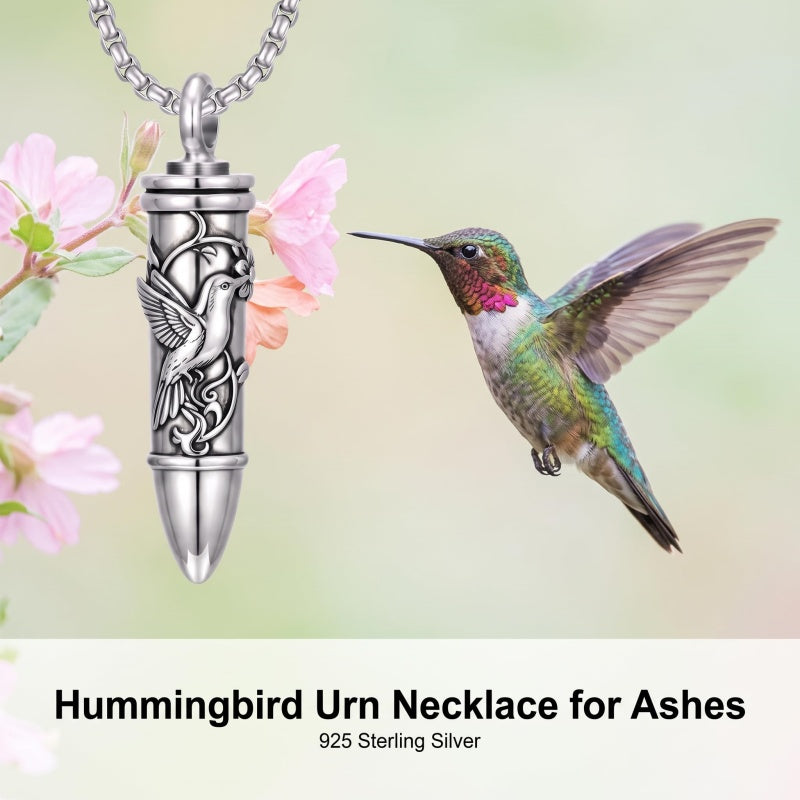 Sterling Silver Animal Angel Wings Pet Jesus Bullet Urn Necklaces for Ashes for Men
