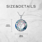 Sterling Silver Crystal Tree of Life Family Pendant Necklace for 1 to 5 Children