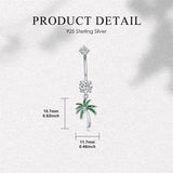 Sterling Silver Cubic Zircon Angel Wings Mermaid Tail Palm Tree Pet Paw Print Belly Button Ring