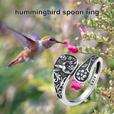 Sterling Silver Turquoise Hummingbird Butterfly Sunflower Adjustable Spoon Ring