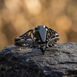 Sterling Silver 10K  14K  18K Gold 1CT-4CT Black Onyx Engagement Ring Gothic Wedding Promise Ring