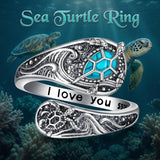 Sterling SilverMustard Seed Turtle Ocean Butterfly Dragonfly Turquoise Adjustable  Spoon Ring Spoon Jewelry for Women