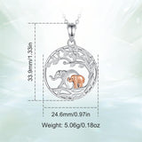 Sterling Silver Elephant with 1 2 3 Cubs Pendant Necklace