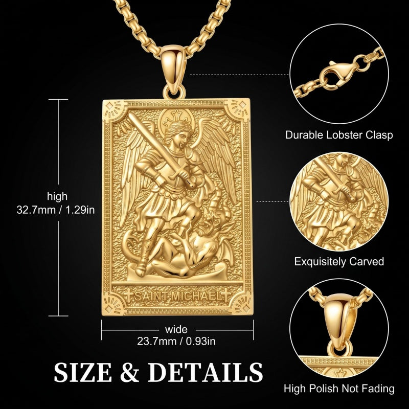 14K Gold PlatedJesus Saint Michael Saint George Saint Jude Pendant Necklace