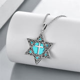 Sterling Silver Star of David Cross Peace Sign Tree of Life Star Pendant Necklace