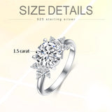 Sterling Silver Personalized Engraved Moissanite Engagement Wedding Anniversary Ring
