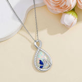 Sterling Silver Teardrop Gemstone Rose Butterfly Infinity Heart Necklace for Women