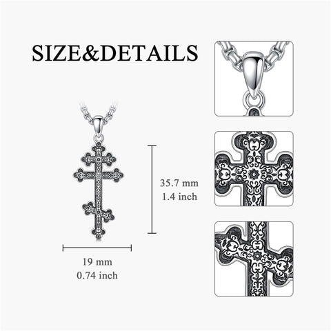 Sterling Silver Orthodox Cross Pendant Necklace Religious Gift