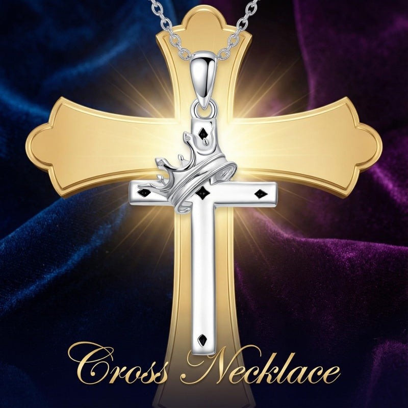 Sterling Silver Cross Pendant Necklace Christian Religious Jewelry Gifts for Anniversary