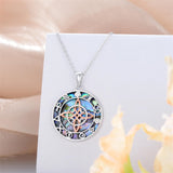 925 Sterling Silver Abalone Shell Witch Knot Goddess Amulet Pendant Necklace