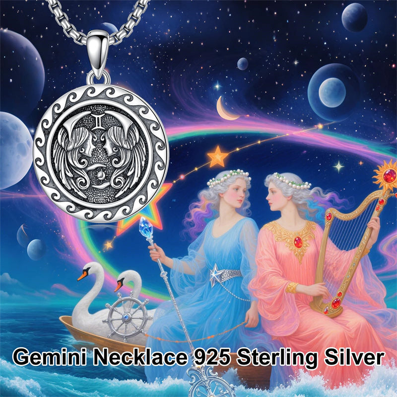 Sterling Silver 12 Zodiac Astrology Horoscope Pendant Necklace