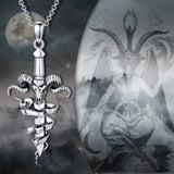 Sterling Silver Satanic Goat Sword Protection Amulet Pendant Necklac