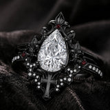 Sterling Silver 10K 14K 18K Gold Moissanite Gothic Black  Engagement Wedding Ring  for Women