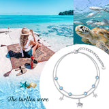 Anklet Bracelets For Women 925 Sterling Silver Turtle Adjustable Beach Anklets Jewelry for Women