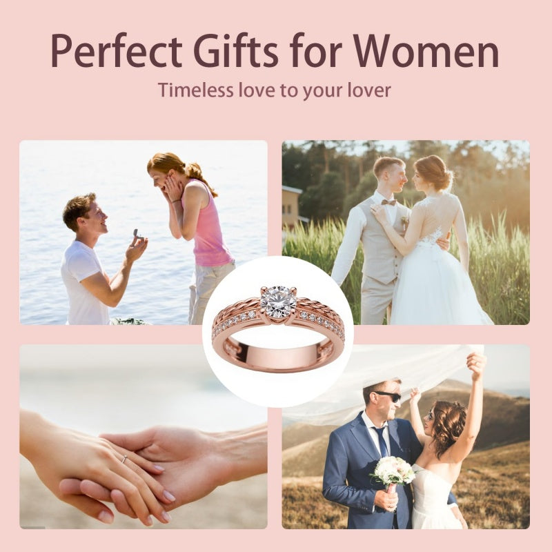 Sterling Silver 10K 14K 18K Gold Personalized Engraved 1-3 Carat Round Moissanite   Anniversary  Engagement Ring