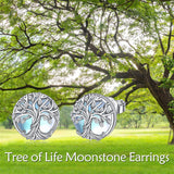 Sterling Silver Moonstone Tree of Life Stud Earrings