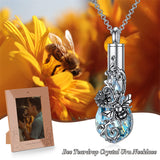 Crystal Urn Necklace For Ashes Sterling Silver Bee Cremation Necklace Heart Teardrop Urn Holder Necklaces For Women Memorial Jewelry