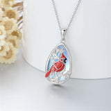 Sterling Silver Moonstone  Blue Jay  Cardinal Pendant Necklace