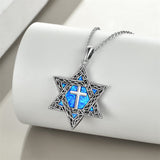 Star of David Necklace Sterling Silver Cross/Chai/Peace Sign/Tree of Life Abalone Shell Jewish Jewelry for Women Men