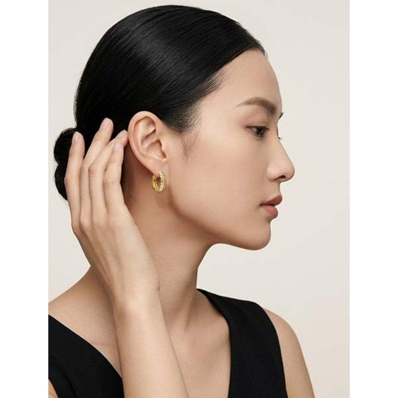 14K Gold Plated Hoop Earrings Jewelry Gift for Birthday Anniversary Mother's Day