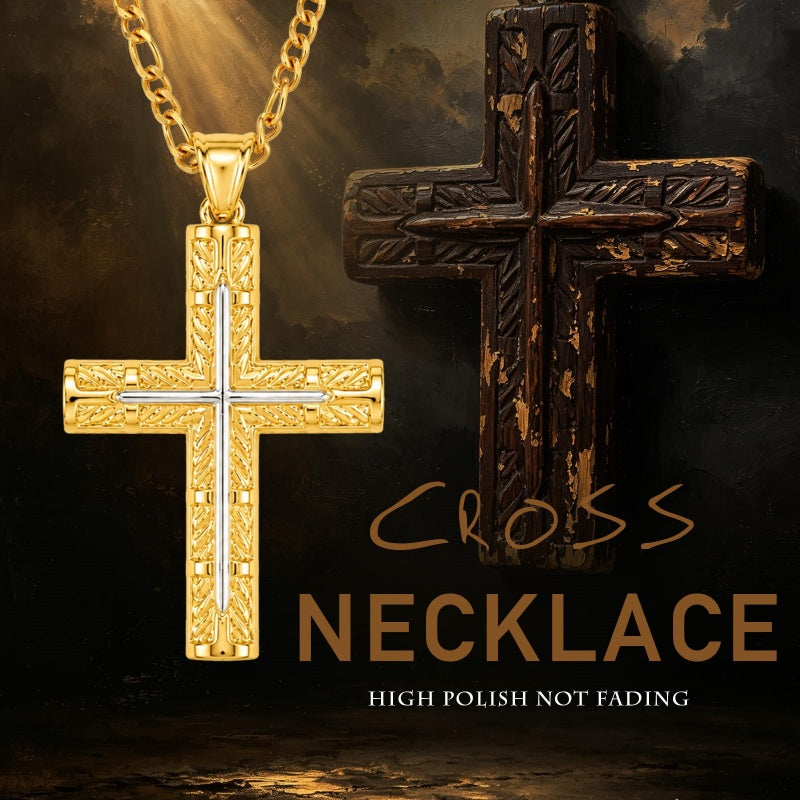 14K Gold  Plated Cross Necklace Simple Religious Jewelry Gift