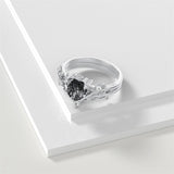 Sterling Silver Pear Oval Kite Heart Hexagon Emerald Coffin Cut Gemstone Engagement Promise Ring Set