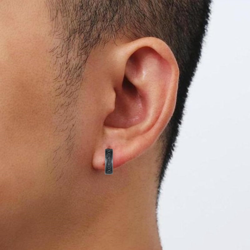 14K Gold Plated Viking  Hoop Earrings for Men