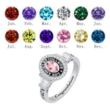 Sterling Silver 10K 14K 18K Gold Personalized Birthstone &Engraved High School Class Ring